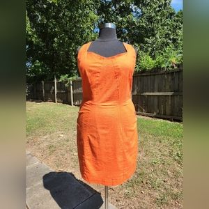 Orange Linen Sheath Dress